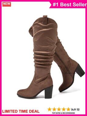 Extra Wide Calf Knee High Western Boots Memory Foam